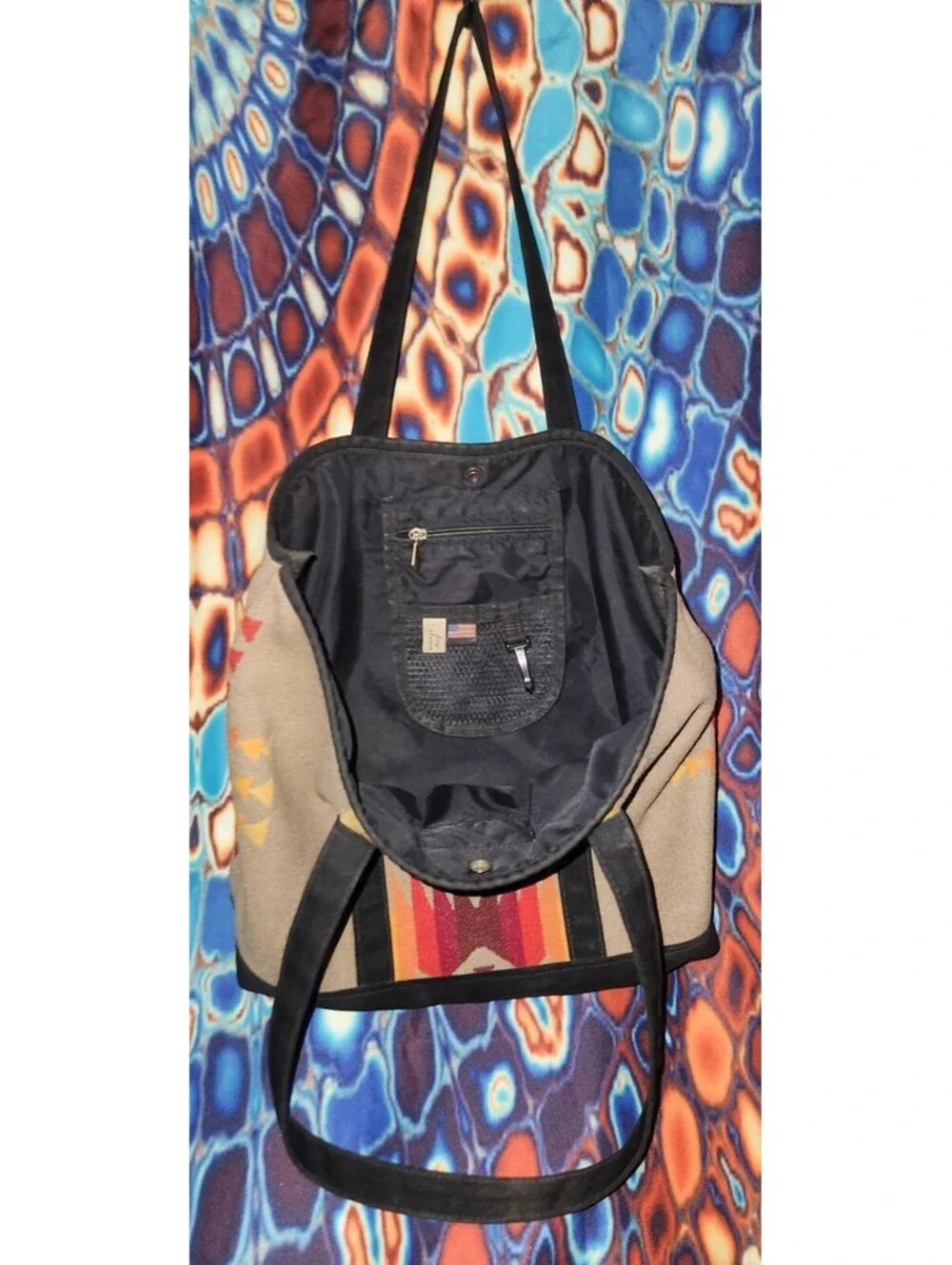 RARE! PENDLETON Chief Joseph Chili WOOL Open Tote Snap Clean